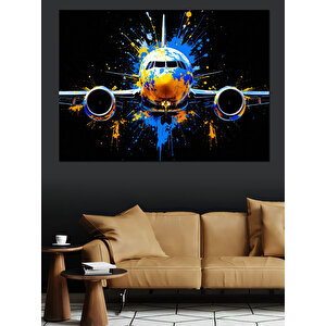 Uzayda Uçan Yolcu Uçağı Dekoratif Kanvas - Mdf Ahşap Tablo 25x35 cm