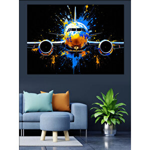 Uzayda Uçan Yolcu Uçağı Dekoratif Kanvas - Mdf Ahşap Tablo