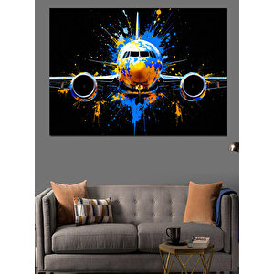 Uzayda Uçan Yolcu Uçağı Dekoratif Kanvas - Mdf Ahşap Tablo