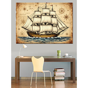 Tarihi Yelkenli Gemi Dekoratif Kanvas - Mdf Ahşap Tablo 50x70 cm