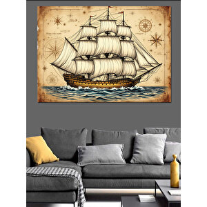 Tarihi Yelkenli Gemi Dekoratif Kanvas - Mdf Ahşap Tablo 50x70 cm