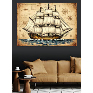 Tarihi Yelkenli Gemi Dekoratif Kanvas - Mdf Ahşap Tablo