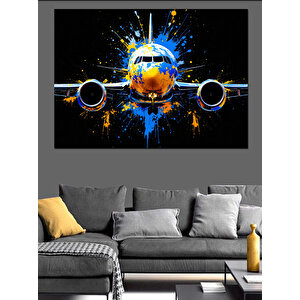 Uzayda Uçan Yolcu Uçağı Dekoratif Kanvas - Mdf Ahşap Tablo 70x100 cm