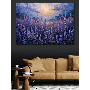 Lavanta Tarlası Ve Dolunay Dekoratif Kanvas - Mdf Ahşap Tablo