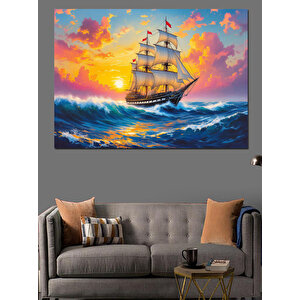 Fırtınada Yelkenli Gemi Dekoratif Kanvas - Mdf Ahşap Tablo