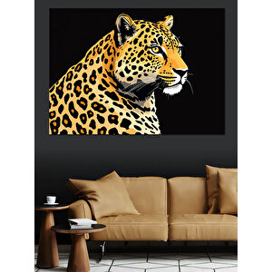 Yırtıcı Leopar Deseni Dekoratif Kanvas - Mdf Ahşap Tablo 35x50 cm