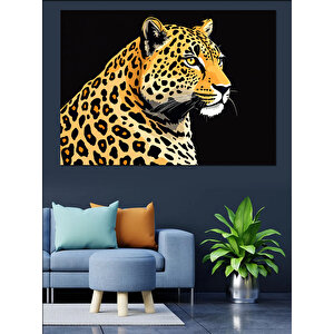 Yırtıcı Leopar Deseni Dekoratif Kanvas - Mdf Ahşap Tablo 35x50 cm