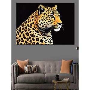 Yırtıcı Leopar Deseni Dekoratif Kanvas - Mdf Ahşap Tablo 35x50 cm