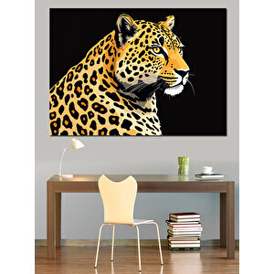 Yırtıcı Leopar Deseni Dekoratif Kanvas - Mdf Ahşap Tablo