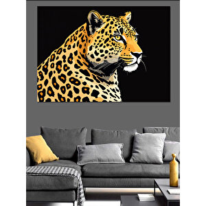 Yırtıcı Leopar Deseni Dekoratif Kanvas - Mdf Ahşap Tablo