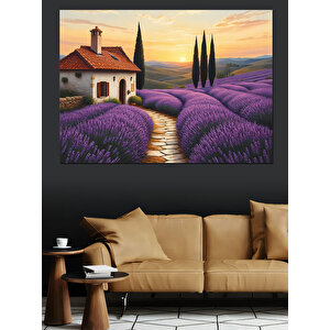 Lavanta Tarlasında Huzur Dekoratif Kanvas - Mdf Ahşap Tablo 70x100 cm