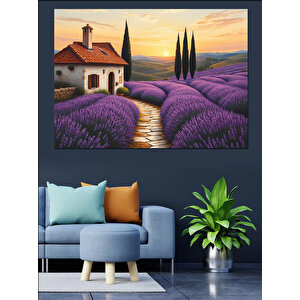 Lavanta Tarlasında Huzur Dekoratif Kanvas - Mdf Ahşap Tablo 70x100 cm