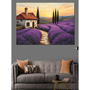 Lavanta Tarlasında Huzur Dekoratif Kanvas - Mdf Ahşap Tablo 70x100 cm