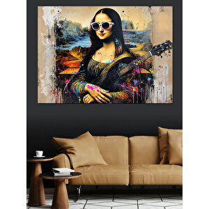 Güneş Gözlüklü Mona Lisa Dekoratif Kanvas - Mdf Ahşap Tablo 35x50 cm