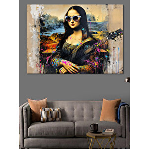 Güneş Gözlüklü Mona Lisa Dekoratif Kanvas - Mdf Ahşap Tablo 35x50 cm