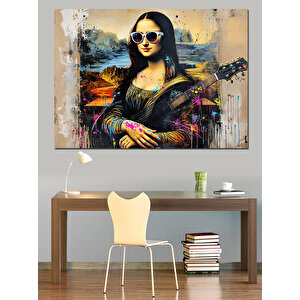 Güneş Gözlüklü Mona Lisa Dekoratif Kanvas - Mdf Ahşap Tablo