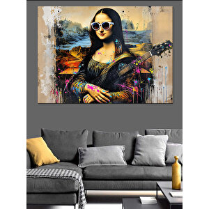 Güneş Gözlüklü Mona Lisa Dekoratif Kanvas - Mdf Ahşap Tablo