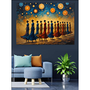 Güneşli Renkli Kadın Siluetleri Dekoratif Kanvas - Mdf Ahşap Tablo 35x50 cm