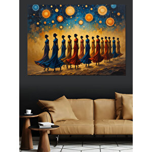 Güneşli Renkli Kadın Siluetleri Dekoratif Kanvas - Mdf Ahşap Tablo 50x70 cm