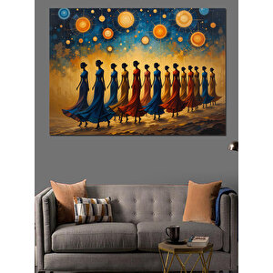 Güneşli Renkli Kadın Siluetleri Dekoratif Kanvas - Mdf Ahşap Tablo
