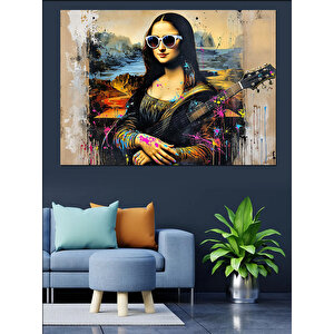 Güneş Gözlüklü Mona Lisa Dekoratif Kanvas - Mdf Ahşap Tablo 50x70 cm