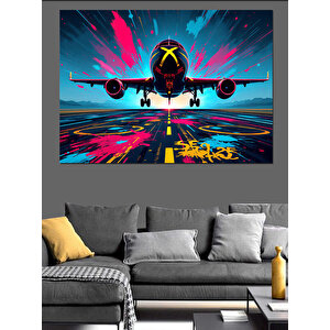 Renk Patlamalı Hızlı Uçak Dekoratif Kanvas - Mdf Ahşap Tablo