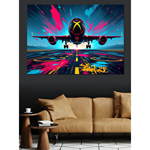 Renk Patlamalı Hızlı Uçak Dekoratif Kanvas - Mdf Ahşap Tablo