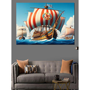 Viking Yelkenli Gemisi Dekoratif Kanvas - Mdf Ahşap Tablo 50x70 cm