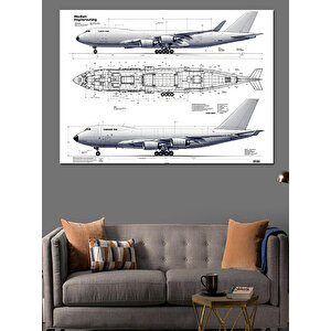 Uçak Teknik Çizimi Dekoratif Kanvas - Mdf Ahşap Tablo