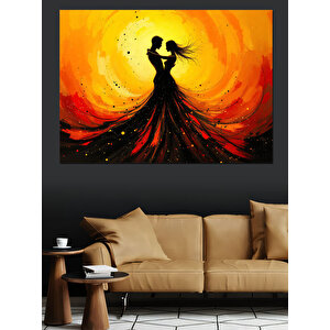 Güneşli Kadın Silüet Dansı Dekoratif Kanvas - Mdf Ahşap Tablo 25x35 cm