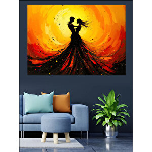 Güneşli Kadın Silüet Dansı Dekoratif Kanvas - Mdf Ahşap Tablo 25x35 cm
