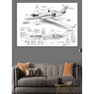 Uçak Teknik Çizimi Dekoratif Kanvas - Mdf Ahşap Tablo 70x100 cm