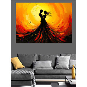 Güneşli Kadın Silüet Dansı Dekoratif Kanvas - Mdf Ahşap Tablo 35x50 cm