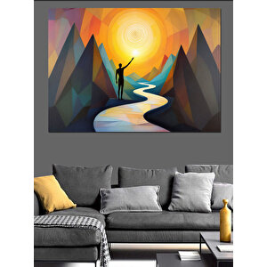 Güneşe Doğru Yürüyen Adam Dekoratif Kanvas - Mdf Ahşap Tablo 35x50 cm