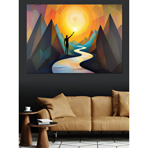 Güneşe Doğru Yürüyen Adam Dekoratif Kanvas - Mdf Ahşap Tablo 35x50 cm