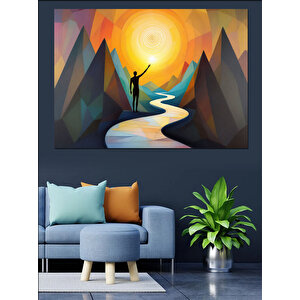 Güneşe Doğru Yürüyen Adam Dekoratif Kanvas - Mdf Ahşap Tablo