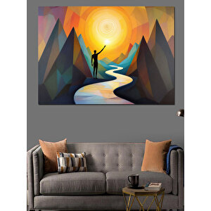 Güneşe Doğru Yürüyen Adam Dekoratif Kanvas - Mdf Ahşap Tablo