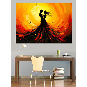 Güneşli Kadın Silüet Dansı Dekoratif Kanvas - Mdf Ahşap Tablo