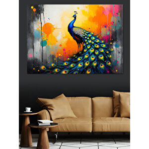 Sanatsal Tavuskuşu Dekoratif Kanvas - Mdf Ahşap Tablo 70x100 cm