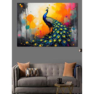 Sanatsal Tavuskuşu Dekoratif Kanvas - Mdf Ahşap Tablo 70x100 cm