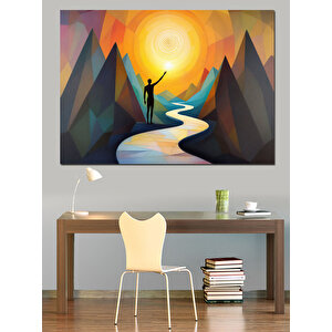 Güneşe Doğru Yürüyen Adam Dekoratif Kanvas - Mdf Ahşap Tablo 50x70 cm