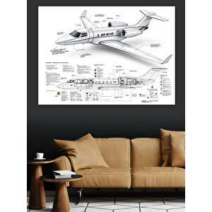 Uçak Teknik Çizimi Dekoratif Kanvas - Mdf Ahşap Tablo