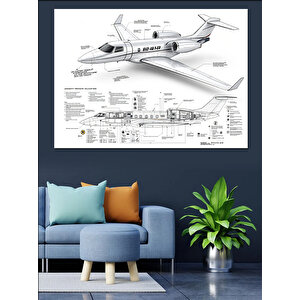 Uçak Teknik Çizimi Dekoratif Kanvas - Mdf Ahşap Tablo