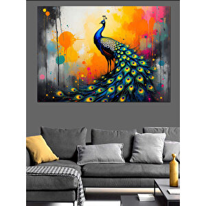 Sanatsal Tavuskuşu Dekoratif Kanvas - Mdf Ahşap Tablo