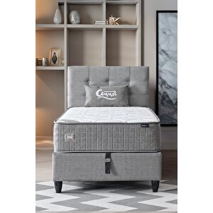 Mimoza Modeli Tek Kişilik Full Ortopedik Antibakteriyel Yataklı Baza Ve Başlık Takımı 3 Lü Set 90x190 cm