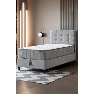Mimoza Modeli Tek Kişilik Full Ortopedik Antibakteriyel Yataklı Baza Ve Başlık Takımı 3 Lü Set 90x190 cm