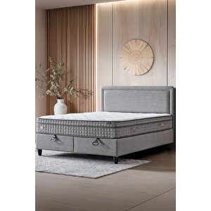 Melisa Çift Kişilik Sandıklı Baza + Full Ortopedik Antibakteriyel Paket Yaylı Visco Yatak + Başlık 3 Lü Set 180x200 cm