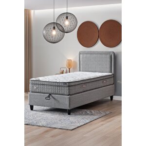 Melisa Tek Kişilik Sandıklı Baza + Full Ortopedik Antibakteriyel Visco Yatak + Başlık 3 Lü Set 90x190 cm
