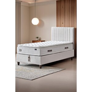 Zambak Tek Kişilik Sandıklı Baza + Full Ortopedik Antibakteriyel Pedli Yatak + Başlık  3 Lü Set 90x190 cm
