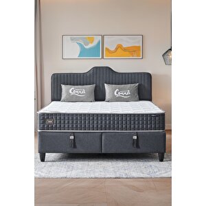Menekşe Serisi Antibakteriyel Full Ortopedik Yataklı Baza Ve Başlık Seti 3 Lü Set 140x190 cm